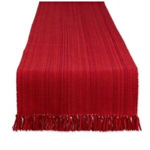 NWT Design Imports Variegated Fringe Table Runner - Red